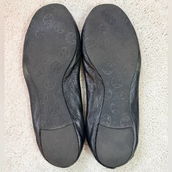 Tory Burch Black Flats with Gold Emblem - Picture 8 of 11